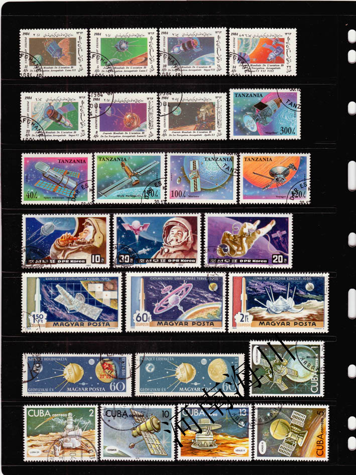 Collectible Vintage Postage Stamps - 100 Perangko Luar Angkasa Berbeda, Perangko