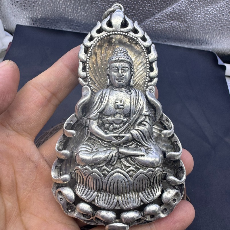 Vintage Collectible Jewelry - Kalung Liontin Buddha Guanyin Imitasi Antik