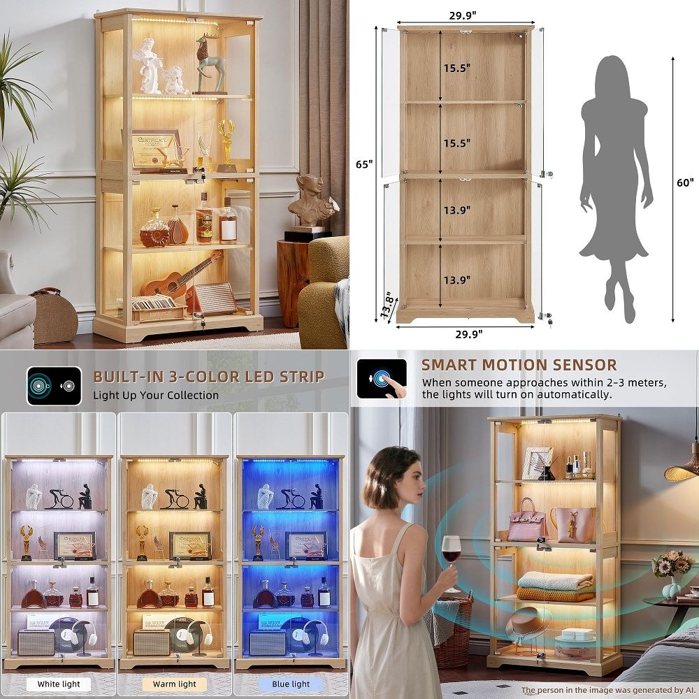 Collectible Collection - Lemari Pajangan Kaca Farmhouse dengan Pintu,