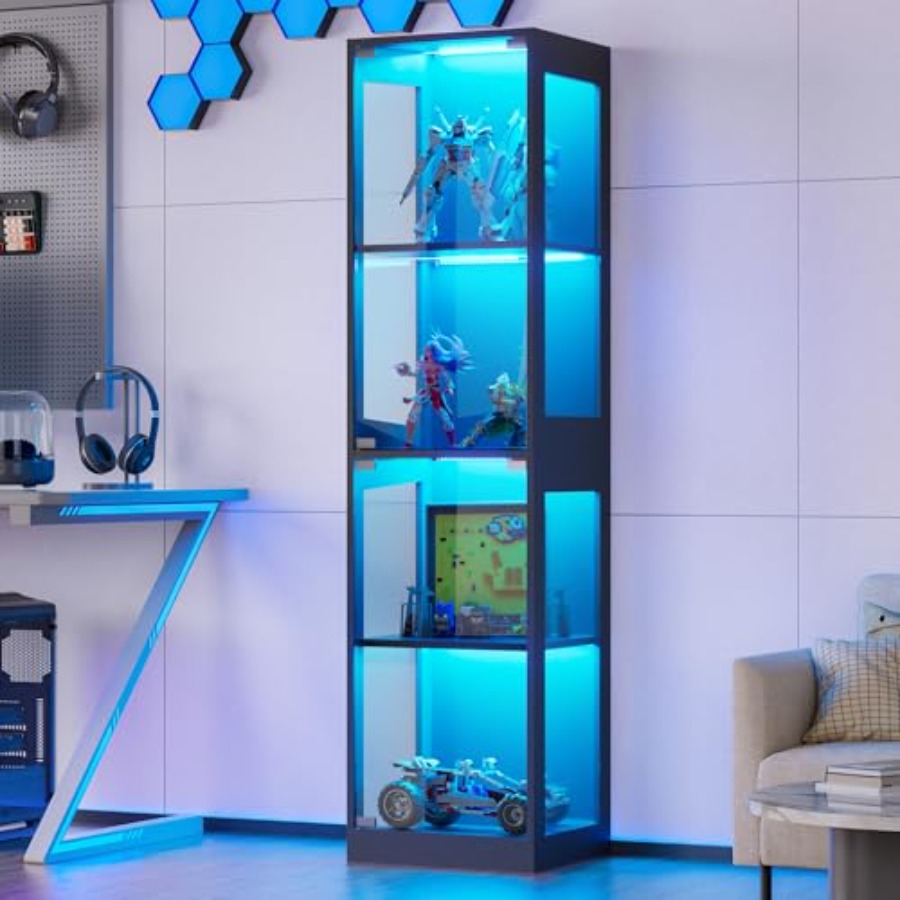 Collectible Collection - Lemari pajangan kaca dengan lampu LED