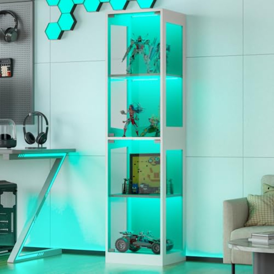 Lemari pajangan kaca dengan la - Collectible Collection ulasan dan harga